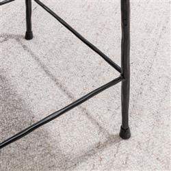 Geraldine Industrial Loft Off White Hair On Hide Iron Spindle Backless Counter Stool|