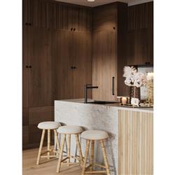 Tobi Rustic Lodge Natural Oak Wood Spindle Backless Counter Stool|