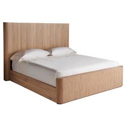 Azure Coastal Beach Natural Oak Panel Bed - Queen|