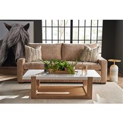 Beatrix Modern Classic White Quartz Natural Oak Coffee Table|