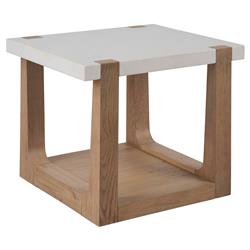 Beatrix Modern Classic White Quartz Natural Oak Side Table|