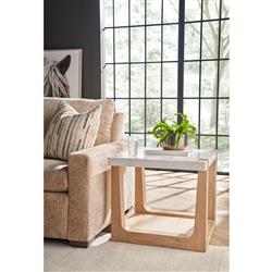 Beatrix Modern Classic White Quartz Natural Oak Side Table|