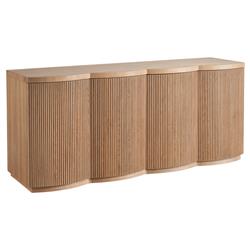 Mila Modern Classic Brown Tambour Oak Wood Media Cabinet - 74"|