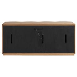 Mila Modern Classic Brown Tambour Oak Wood Media Cabinet - 74"|