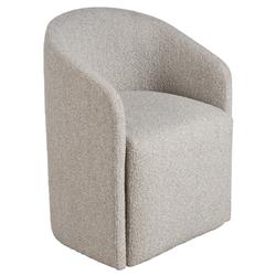Harper Modern Classic Beige Boucle Barrel Dining Arm Chair|