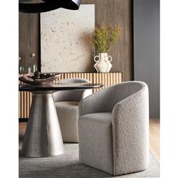 Harper Modern Classic Beige Boucle Barrel Dining Arm Chair|