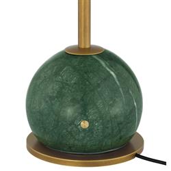 Jules Mid Century Antique Brass Green Marble Cordless Table Lamp|