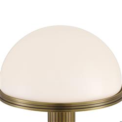 Winslow Mid Century White Glass Shade Antique Brass Cordless Table Lamp|