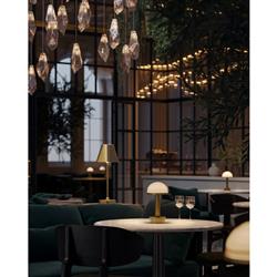 Winslow Mid Century White Glass Shade Antique Brass Cordless Table Lamp|