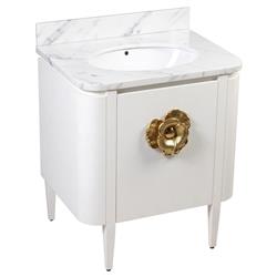 Sazana Modern Classic Carrara Marble White Oak Vanity Sink - 30"|