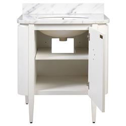 Sazana Modern Classic Carrara Marble White Oak Vanity Sink - 30"|