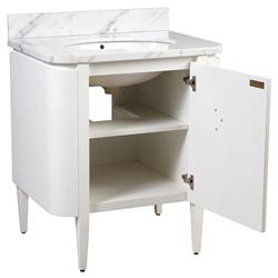 Sazana Modern Classic Carrara Marble White Oak Vanity Sink - 30"|