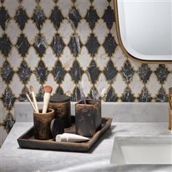 Pigeon and Poodle Duluth Global Swirled Black Resin Tapered Tray - Set of 2|