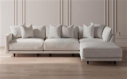 Toulouse Heathered Ivory Performance Modular 4-Piece Chaise Sectional - Right Chaise - 129"|