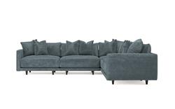 Toulouse Slate Blue Modular 5-Piece Corner Sectional - 129"|