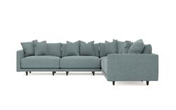 Toulouse Heathered Teal Modular 5-Piece Corner Sectional - 129"|
