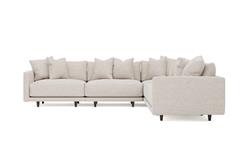 Toulouse Heathered Cream Performance Modular 5-Piece Corner Sectional - 129&quot;|
