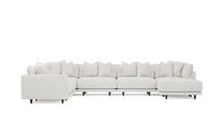 Toulouse Heathered Ivory Performance Modular 7-Piece Corner Sectional With Ottoman - Right End - 166&quot;|
