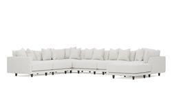 Toulouse Heathered Ivory Performance Modular 7-Piece Corner Sectional With Ottoman - Right End - 166&quot;|