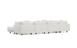 Toulouse Heathered Ivory Performance Modular 7-Piece Corner Sectional With Ottoman - Right End - 166&quot;|