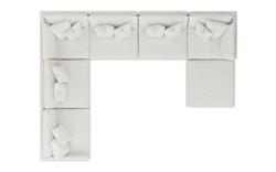 Toulouse Heathered Ivory Performance Modular 7-Piece Corner Sectional With Ottoman - Right End - 166&quot;|