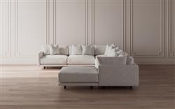 Toulouse Heathered Ivory Performance Modular 7-Piece Corner Sectional With Ottoman - Right End - 166&quot;|