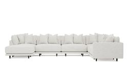 Toulouse Heathered Ivory Performance Modular 7-Piece Corner Sectional With Ottoman - Left End - 166&quot;|