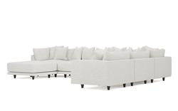 Toulouse Heathered Ivory Performance Modular 7-Piece Corner Sectional With Ottoman - Left End - 166&quot;|
