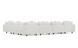 Toulouse Heathered Ivory Performance Modular 7-Piece Corner Sectional With Ottoman - Left End - 166&quot;|