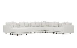 Toulouse Heathered Ivory Performance Modular 7-Piece Corner Sectional With Ottoman - Left End - 166&quot;|