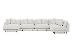 Toulouse Heathered Ivory Performance Modular 7-Piece Corner Sectional With Ottoman - Left End - 171&quot;|