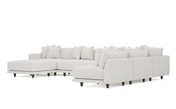Toulouse Heathered Ivory Performance Modular 7-Piece Corner Sectional With Ottoman - Left End - 171&quot;|