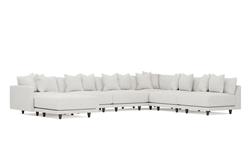 Toulouse Heathered Ivory Performance Modular 7-Piece Corner Sectional With Ottoman - Left End - 171&quot;|
