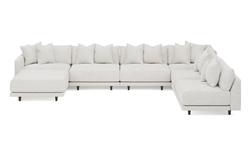 Toulouse Heathered Ivory Performance Modular 7-Piece Corner Sectional With Ottoman - Left End - 171&quot;|