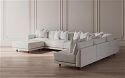 Toulouse Heathered Ivory Performance Modular 7-Piece Corner Sectional With Ottoman - Left End - 171&quot;|