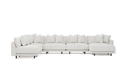 Toulouse Heathered Ivory Performance Modular 7-Piece Corner Sectional With Ottoman - Right End - 171"|