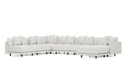 Toulouse Heathered Ivory Performance Modular 7-Piece Corner Sectional With Ottoman - Right End - 171"|