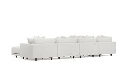 Toulouse Heathered Ivory Performance Modular 7-Piece Corner Sectional With Ottoman - Right End - 171"|