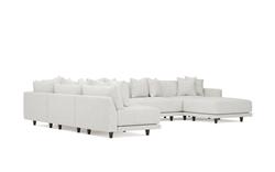 Toulouse Heathered Ivory Performance Modular 7-Piece Corner Sectional With Ottoman - Right End - 171"|