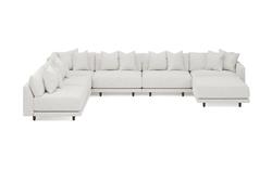 Toulouse Heathered Ivory Performance Modular 7-Piece Corner Sectional With Ottoman - Right End - 171"|