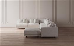 Toulouse Heathered Ivory Performance Modular 7-Piece Corner Sectional With Ottoman - Right End - 171"|