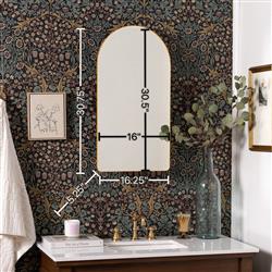 Alaina Modern Classic Gold Arched Medicine Cabinet Mirror|