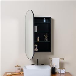 Amy Hollywood Regency Black Medicine Cabinet Mirror|