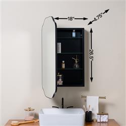 Amy Hollywood Regency Black Medicine Cabinet Mirror|