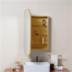 Amy Hollywood Regency Gold Medicine Cabinet Mirror|