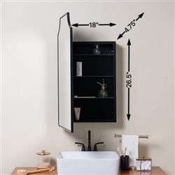 Serene Hollywood Regency Black Medicine Cabinet Mirror|