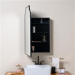 Serene Hollywood Regency Black Medicine Cabinet Mirror|