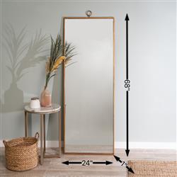 Eloise Hollywood Regency Antique Gold Rectangular Floor Mirror|