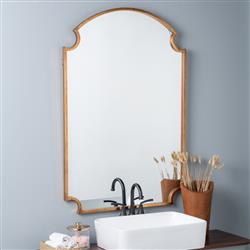 Teagan Hollywood Regency Gold Leaf Arched Wall Mirror|