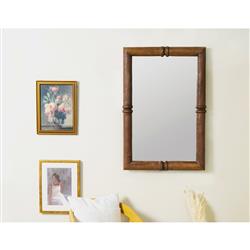 Julia Rustic Lodge Walnut Wood Rectangular Wall Mirror|